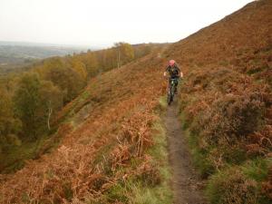 Brian on the exposed Wimble Holme Hill singletrack traverse.